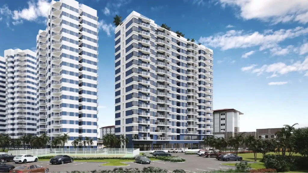 Exterior view of AmiSa Private Residences beachfront condominium development in Cebu